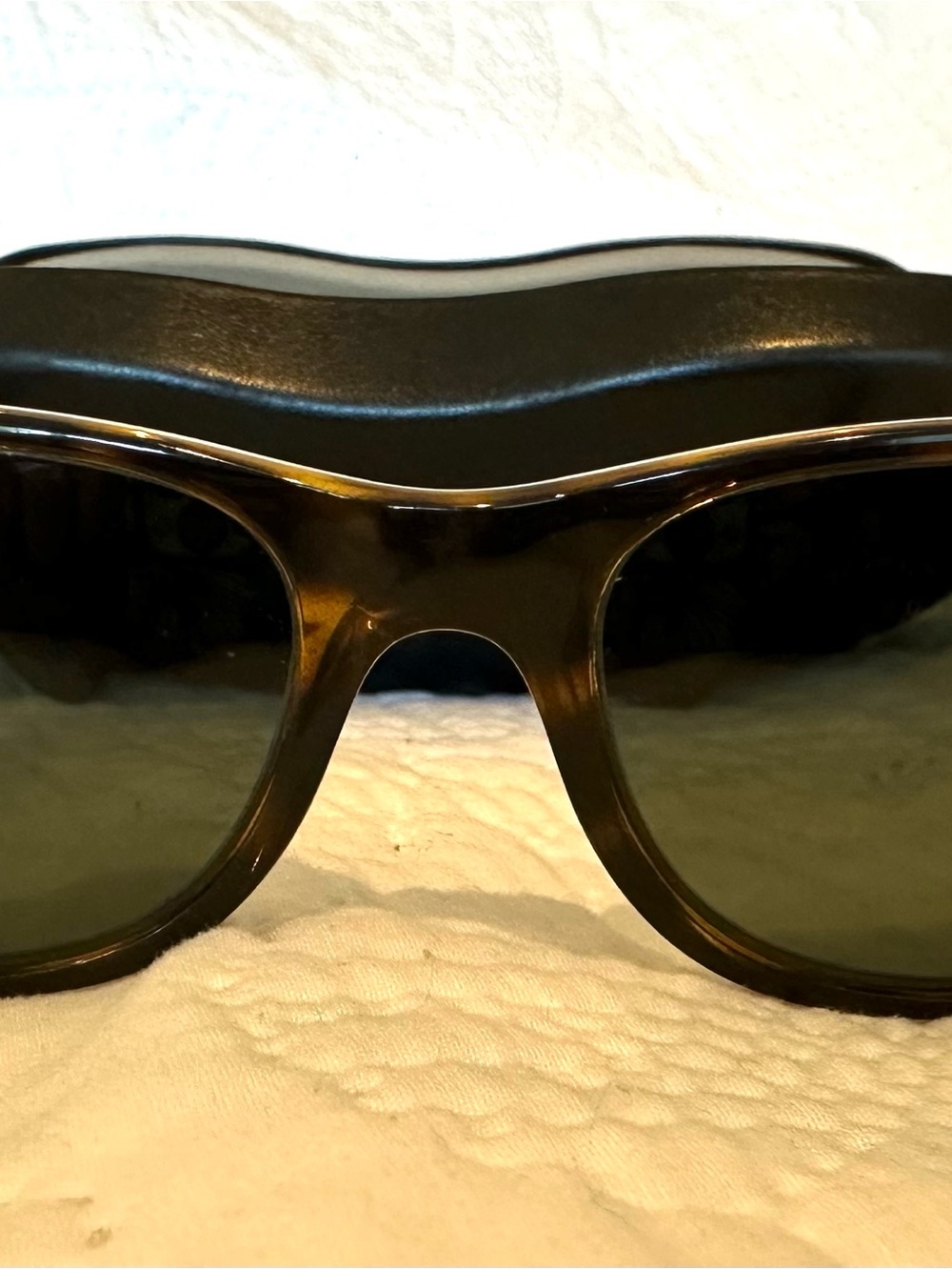 Ray-Ban Tortoise Shell Frame Sunglasses with Green Lenses